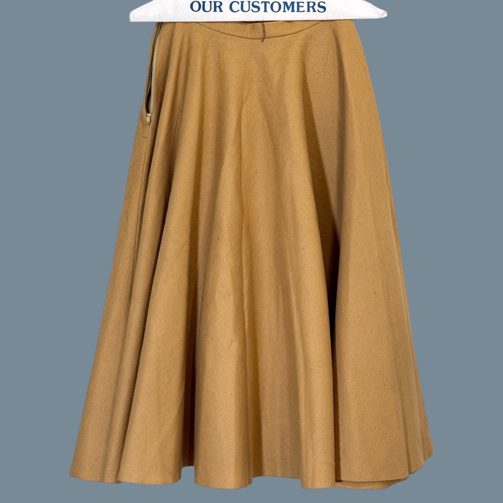 Vintage 1950s Dale Brown 100% Wool Felt Circle Skirt Floral Applique XS 25 Waist - Picture 3 of 9